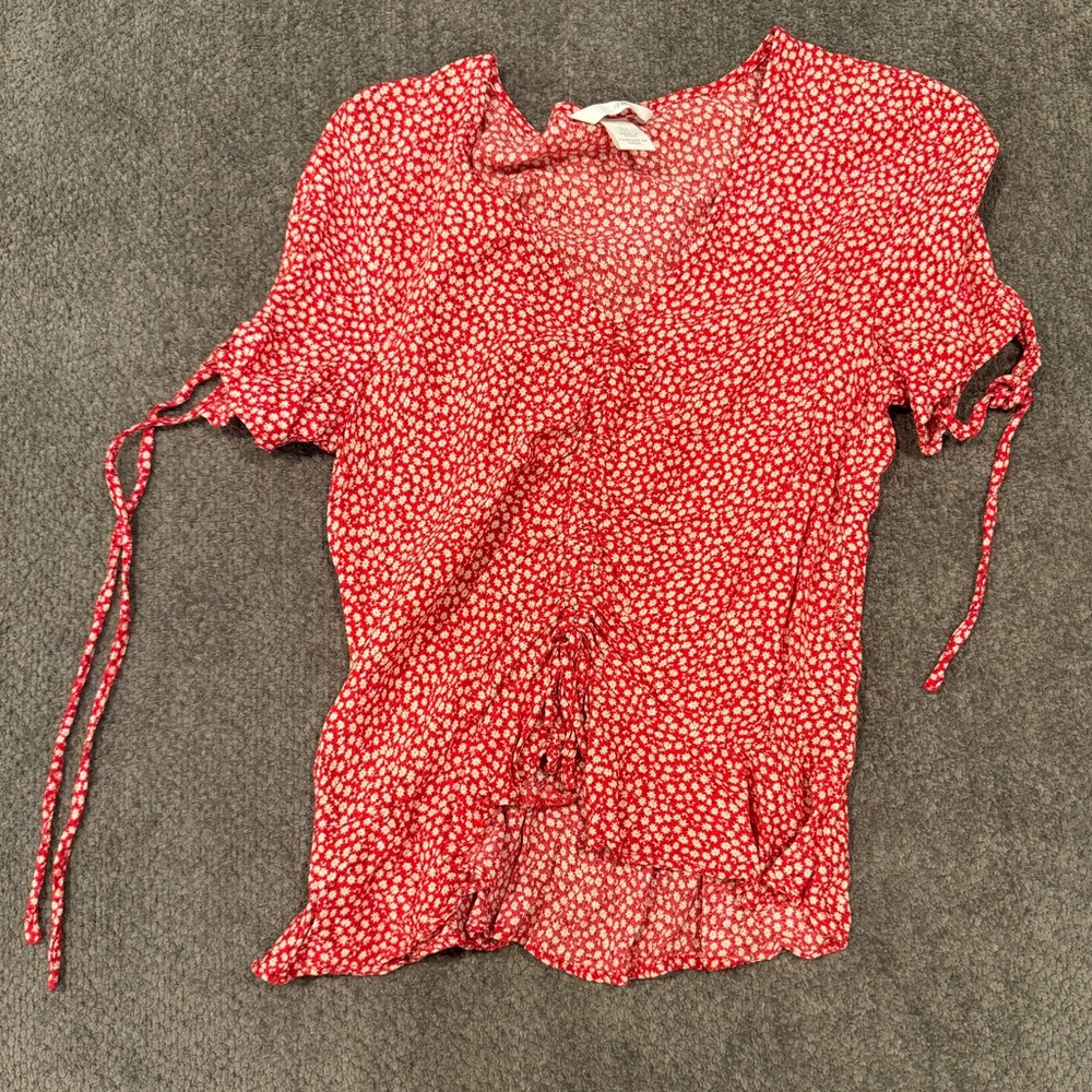 H&M red floral top